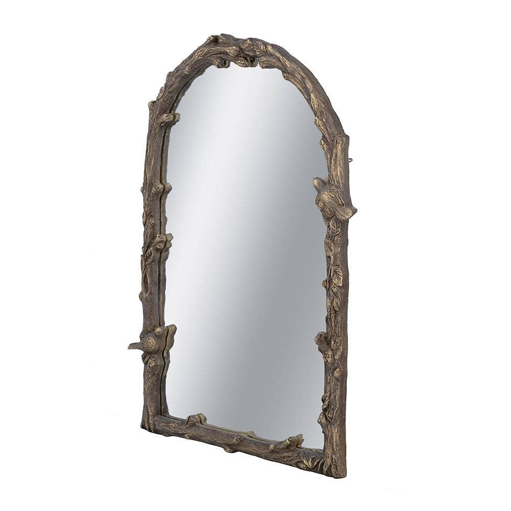 A&B Home Group Inc. - Wholesale Wall Mirror - 24x1.5x34" Arched Wall Mirror w/ Botanical & Bird - Gold3