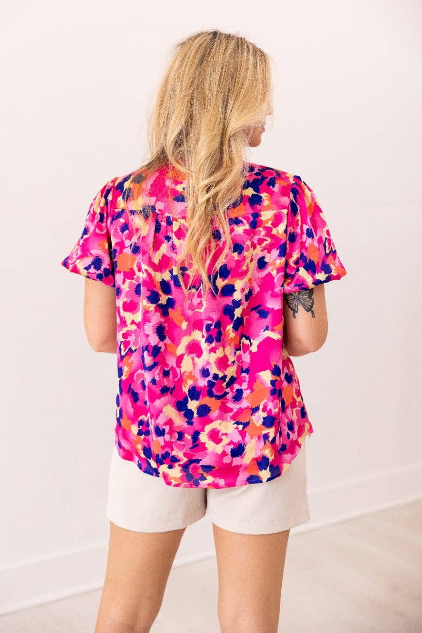 Pink & Purple Leopard Button-Up Blouse for wholesale on Faire5