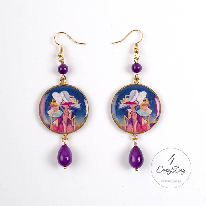 Wood and Resin Earrings - Ettore and Andromeda De Chirico for wholesale by 4everyday Handmade