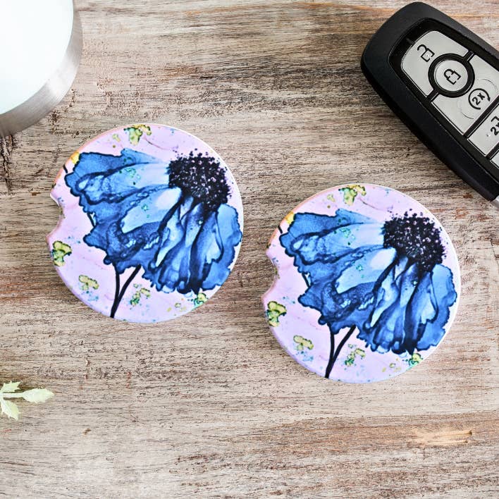 Tara Sandstone Car Coasters (2) for wholesale by Angie Bryant Art