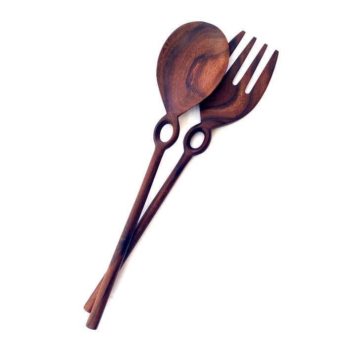 Itza Wood - Wholesale Serving Utensil - Ring Salad Servers, Set 21