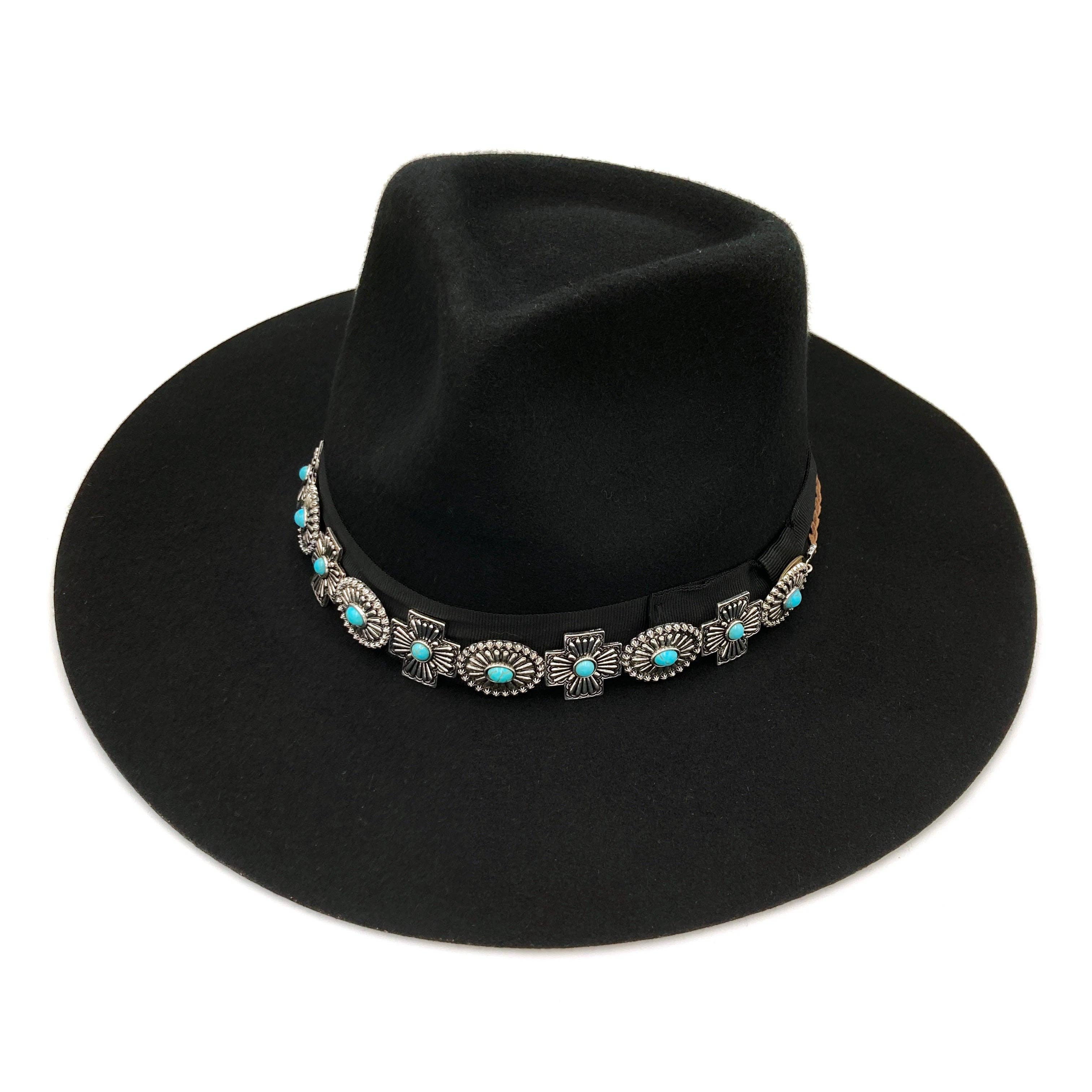Lunar Deer – wholesale Hat accessory – Women's – Western Turquoise Cross Concho Hat Band1