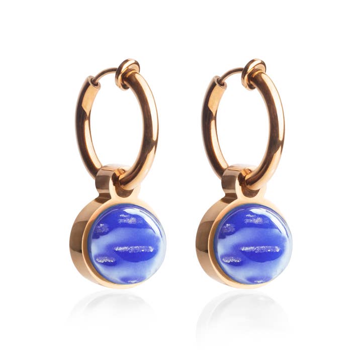 Boucles d'oreilles Mix & Match avec pendentif • rosé/bleu saphir • 14 mm pour la vente par ALEXASCHA