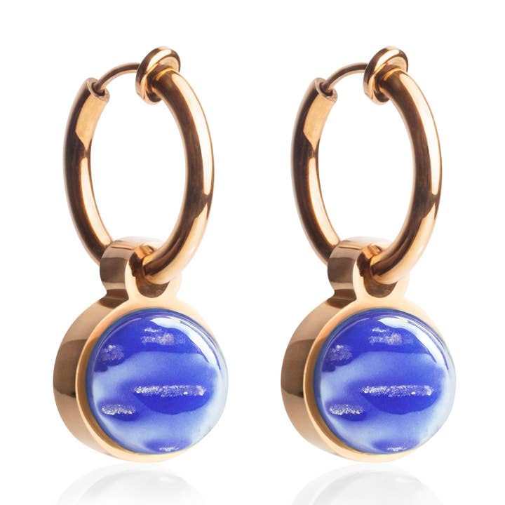 Boucles d'oreilles Mix & Match avec pendentif • rosé/bleu saphir • 14 mm pour la vente par ALEXASCHA
