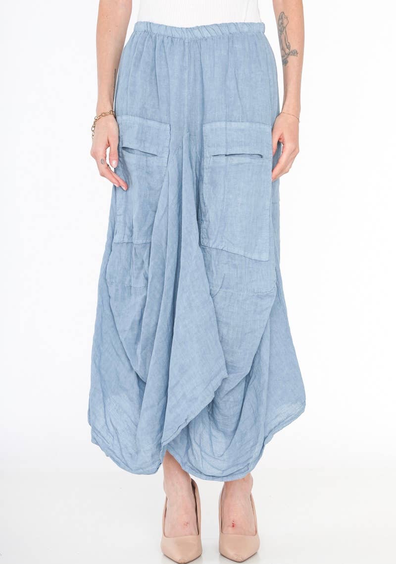 LINEN & COTTON HOUSE - Wholesale Jumpsuit - Women's - LINEN SAROUEL SKIRT WITH POCKETS 9917 663320
