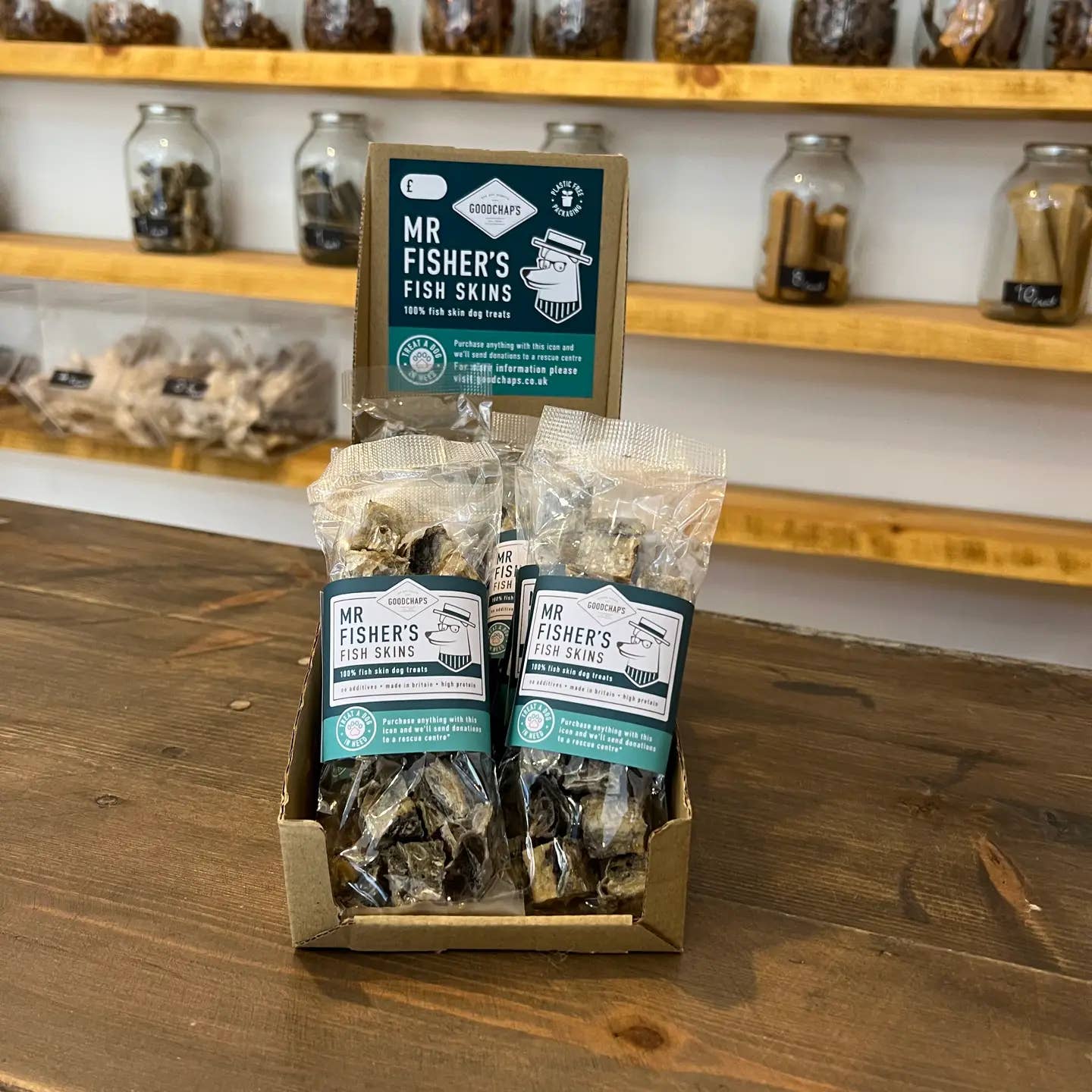 Goodchap's – wholesale Pet treats – Dog – Mr Fisher's Fish Skins | CDU of 10 Packs