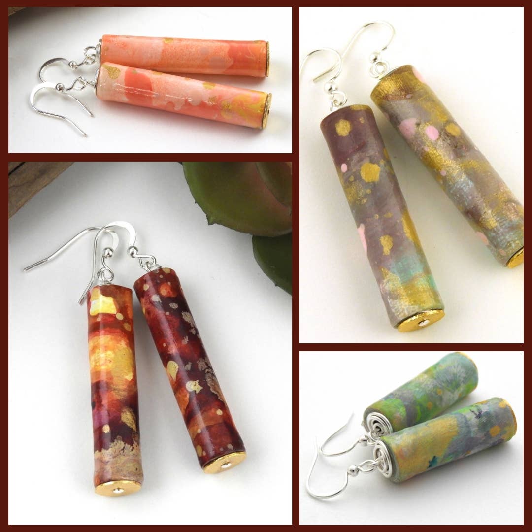 Allison Lake Handmade - Wholesale Dangle Earrings - Abstract Eco-Friendly Painted Paper Bead Earrings | Case Pk1