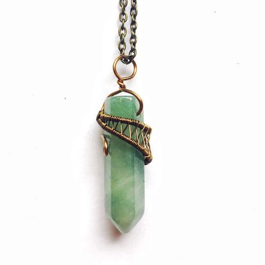 Raw Stone Elegance - Wholesale Pendant/Charm Necklace - Raw Green Aventurine Crystal Point Necklace For Men & Women3