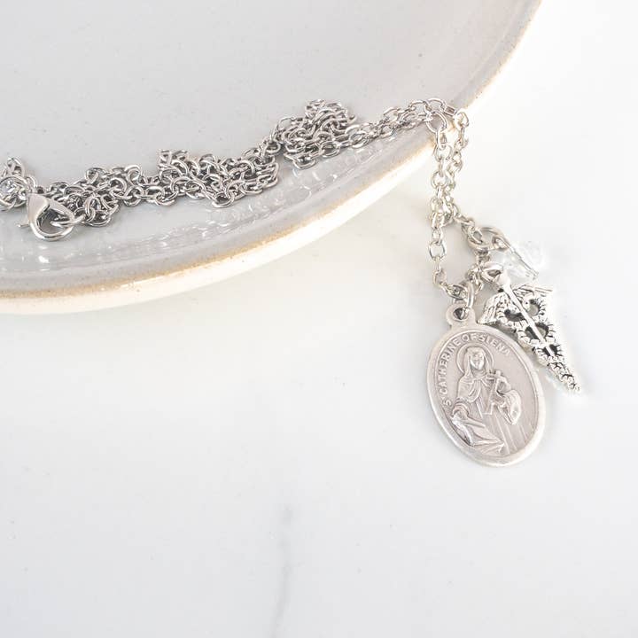 Sagely Sparrow - Wholesale Pendant/Charm Necklace - St Catherine of Siena Necklace