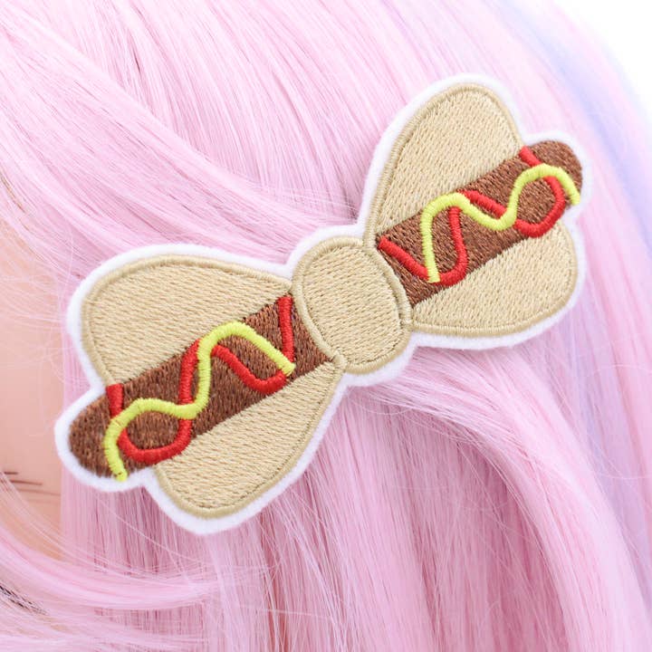 Kawaii Hair Candy - Vente Nœud pour cheveux – femme - Pince à cheveux Hot Dog pour filles, cadeau culinaire amusant pour elle 0