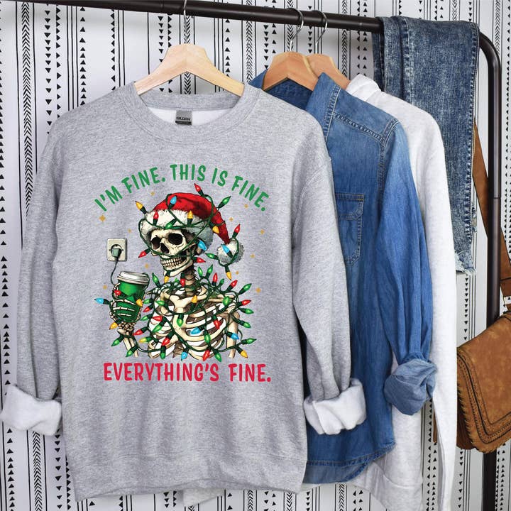 Southern Attitude Designs Inc - Wholesale Graphic Sweatshirt - Women's - I'M FINE ITS FINE0