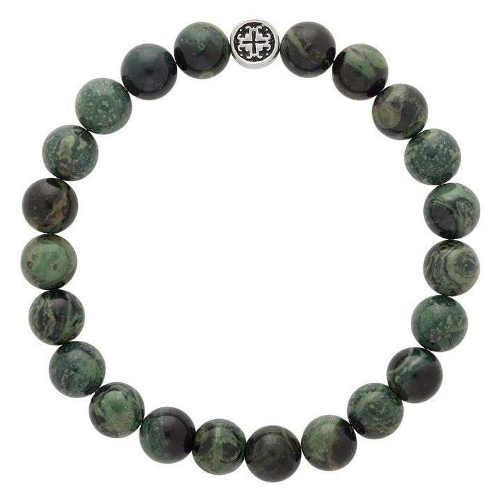 PEACE: Pulseira Elástica Elástica Elástica Elástica Elástica Kambaba Jasper para Homem e Unissex por atacado de Mala and Mantra