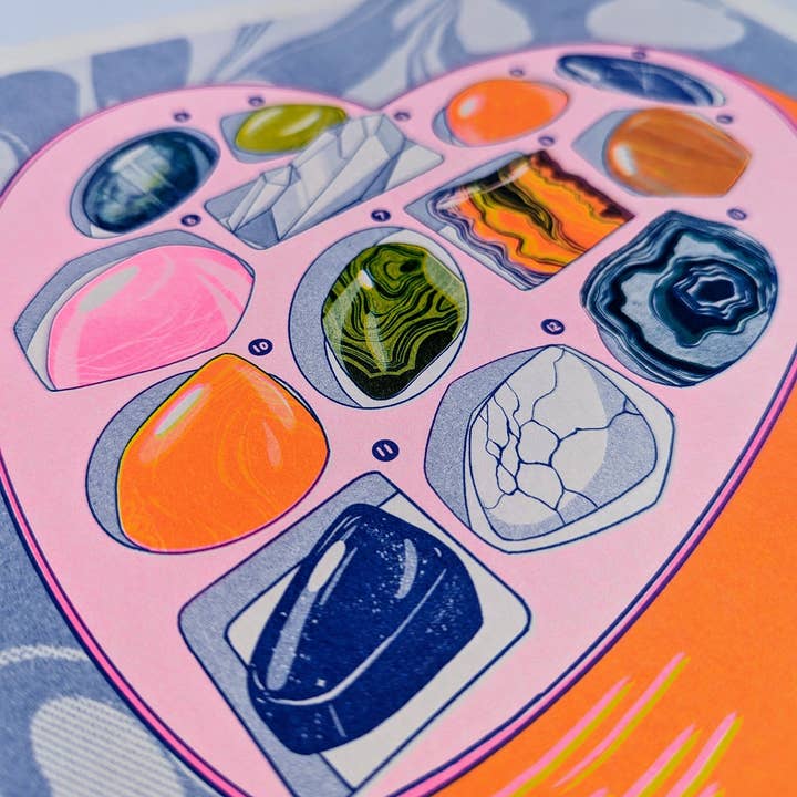 Christina Hu - Wholesale Art Print - Man I Love Rocks and Gemstones | 11"x14" Risograph Print