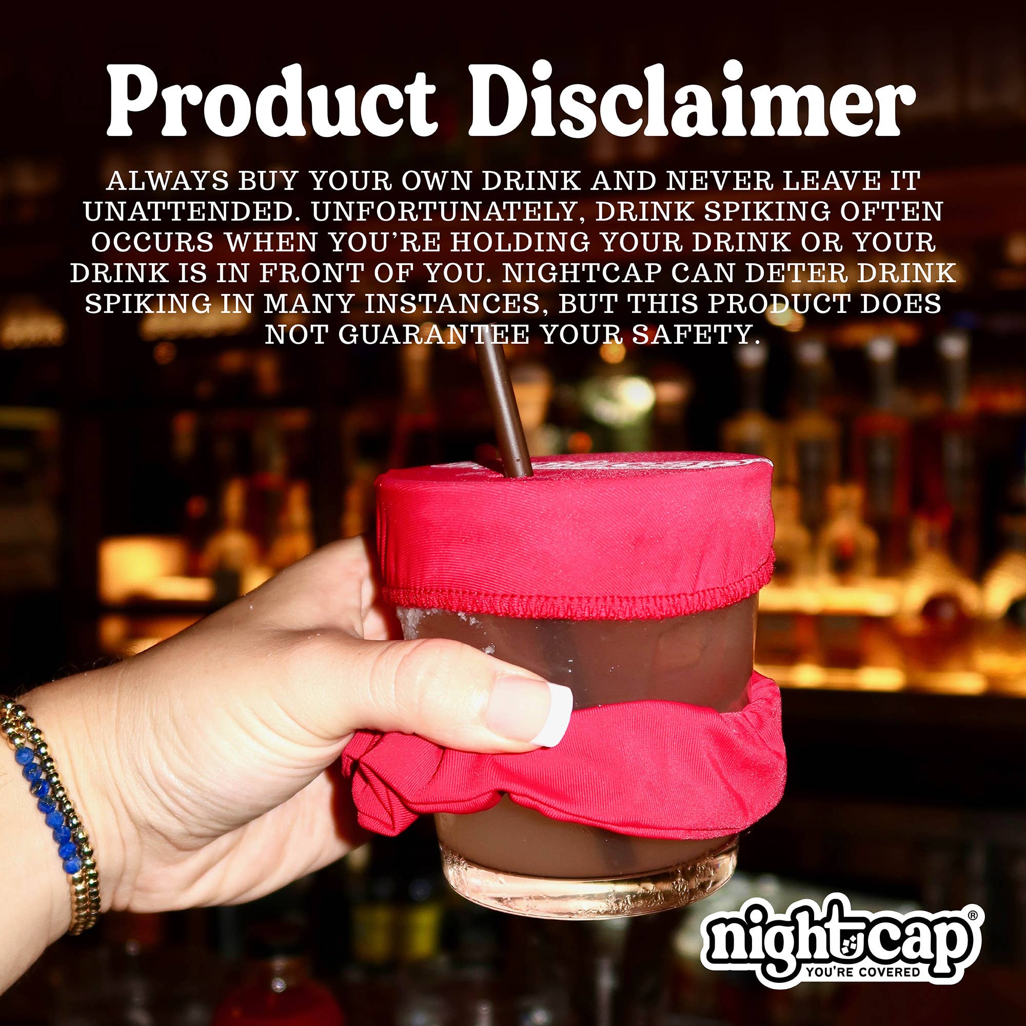 NightCap – wholesale Drink topper – NightCap Scrunchie Drink Cover - Drink Spiking Prevention8