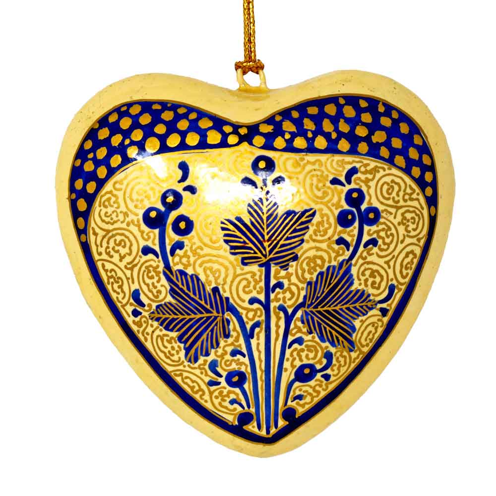 Fair to Trade Ltd - Wholesale Ornamentset - Papier-maché Hangend Hart Decoratie - Diverse Chinar Blad3