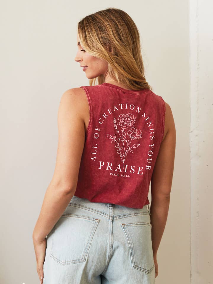 PRAISE THE LORD Mineral Graphic Tank Top for wholesale by OAT COLLECTIVE