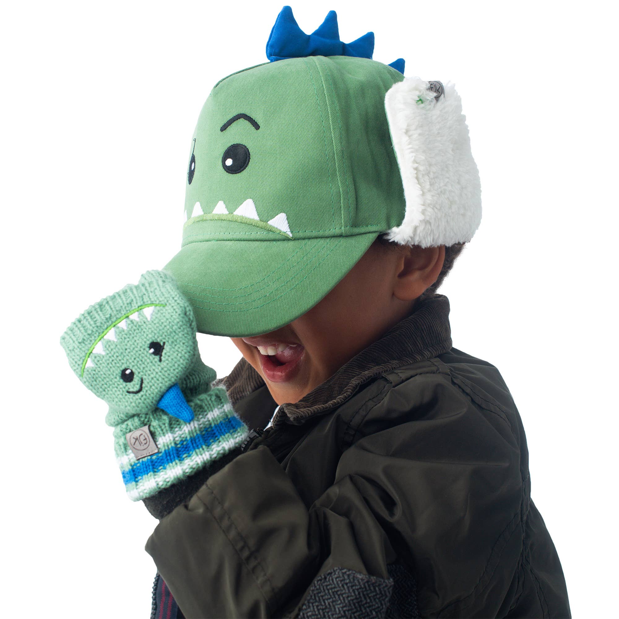 FlapJackKids - Wholesale Baseball Cap - Kids - 3D Caps with Earflaps - Dino5