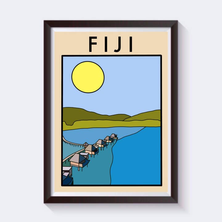Imprimé voyage minimaliste Fiji - Disponible en 6 tailles pour la vente par 2 Sisters
