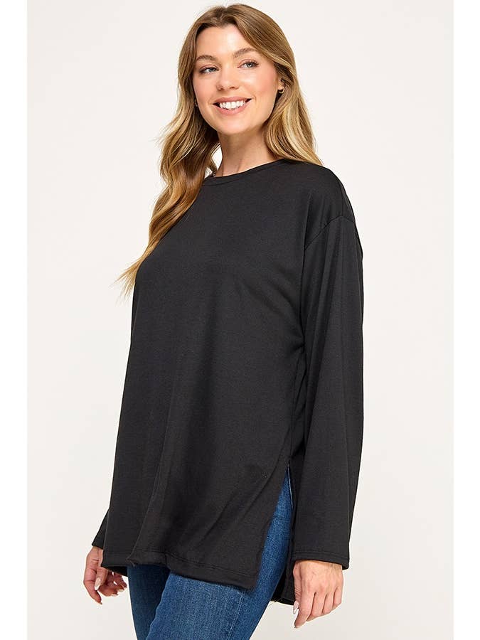 Chris & Carol Apparel - Wholesale Tunic - Women's - silver7012T-SIDE SLIT LONG SLIVE TOP6