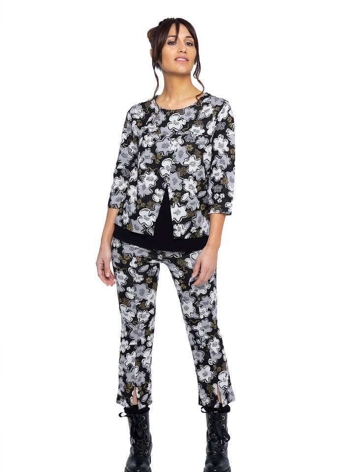 Blusa em manga francesa estampada floral. Blusa Cena S-XXL por atacado de Mamatayoe