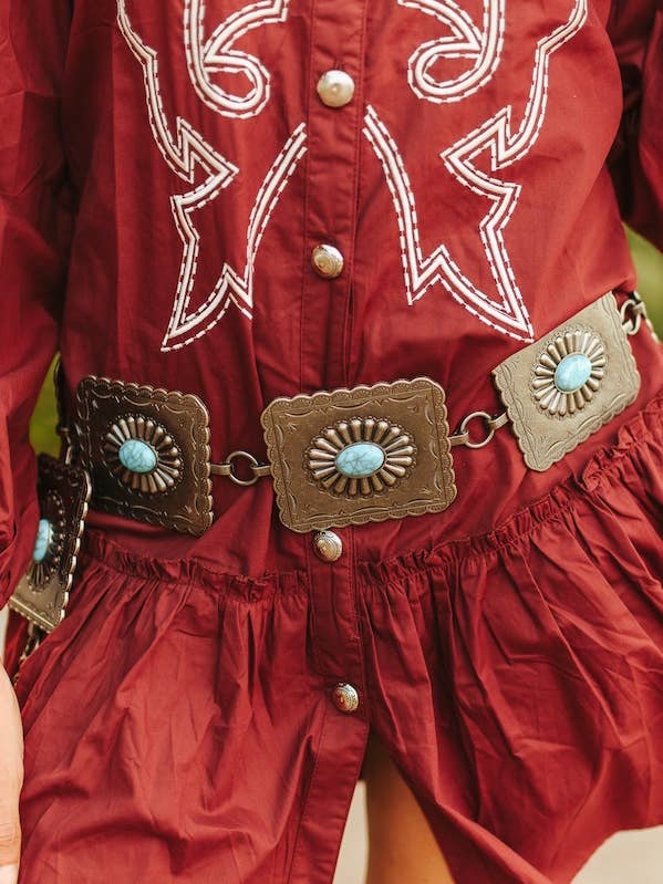 Square Concho Chain Belt for wholesale by LUCKY & BLESSED