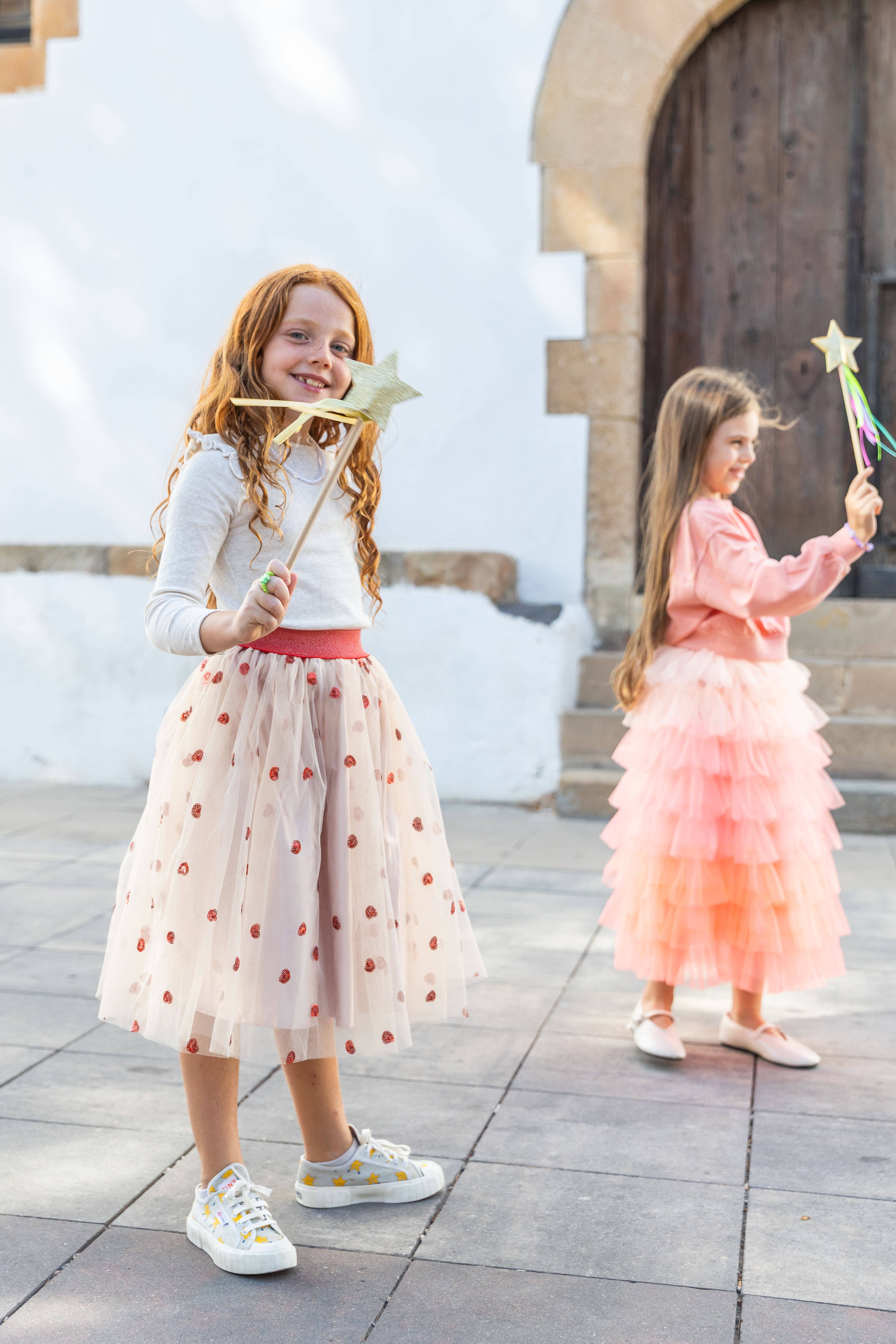 Ratatam! - Vente Jupe – enfant - Jupon Célestine long - Beige à coeur rouge 1