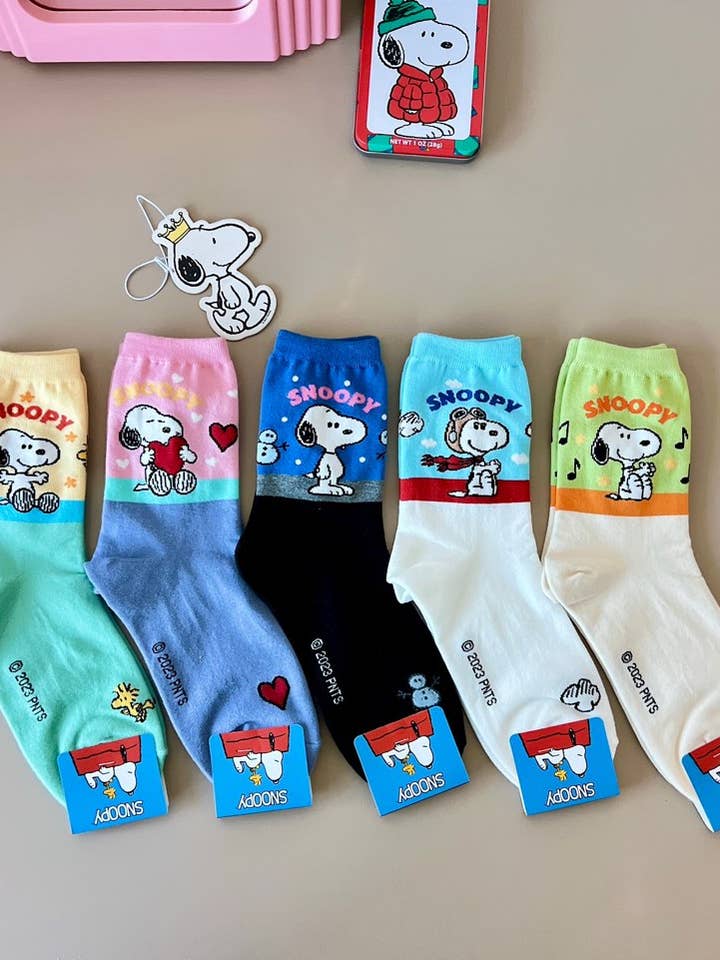 K_Wonderland - Wholesale Sokken - Dames - Peanuts Snoopy enkelsokken voor halfhoge kuit-katoen, ultrazacht