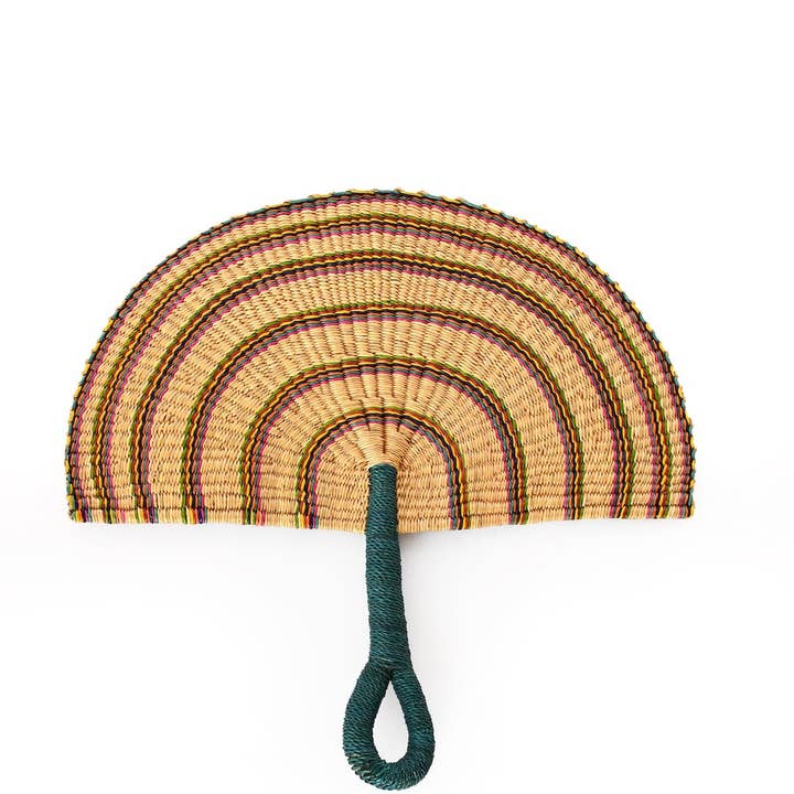 Swahili | AFRICAN MODERN - Wholesale Handheld Folding Fan - Assorted Elephant Grass Half-Moon Hand Fan
