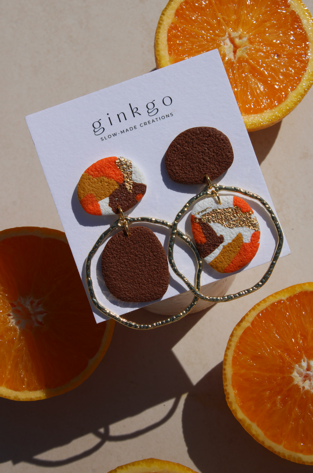 Ginkgo Creations - Wholesale Dangle Earrings - Ginkgo - Big Orange1