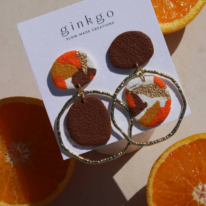 Ginkgo Creations - Wholesale Dangle Earrings - Ginkgo - Big Orange1