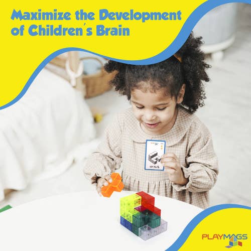 The Toy Group - Wholesale Building Set - Kids - Playmags Brainy with Brainy Challenge Cards, Building Blocks6