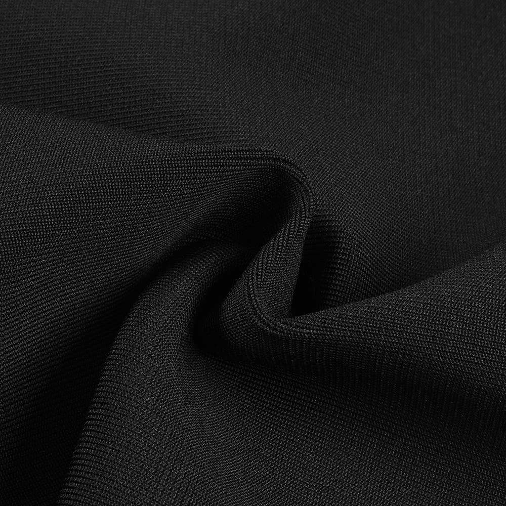 Black DR048 Studded Long Sleeve High Neck Bandage Knit Dress for wholesale on Faire11