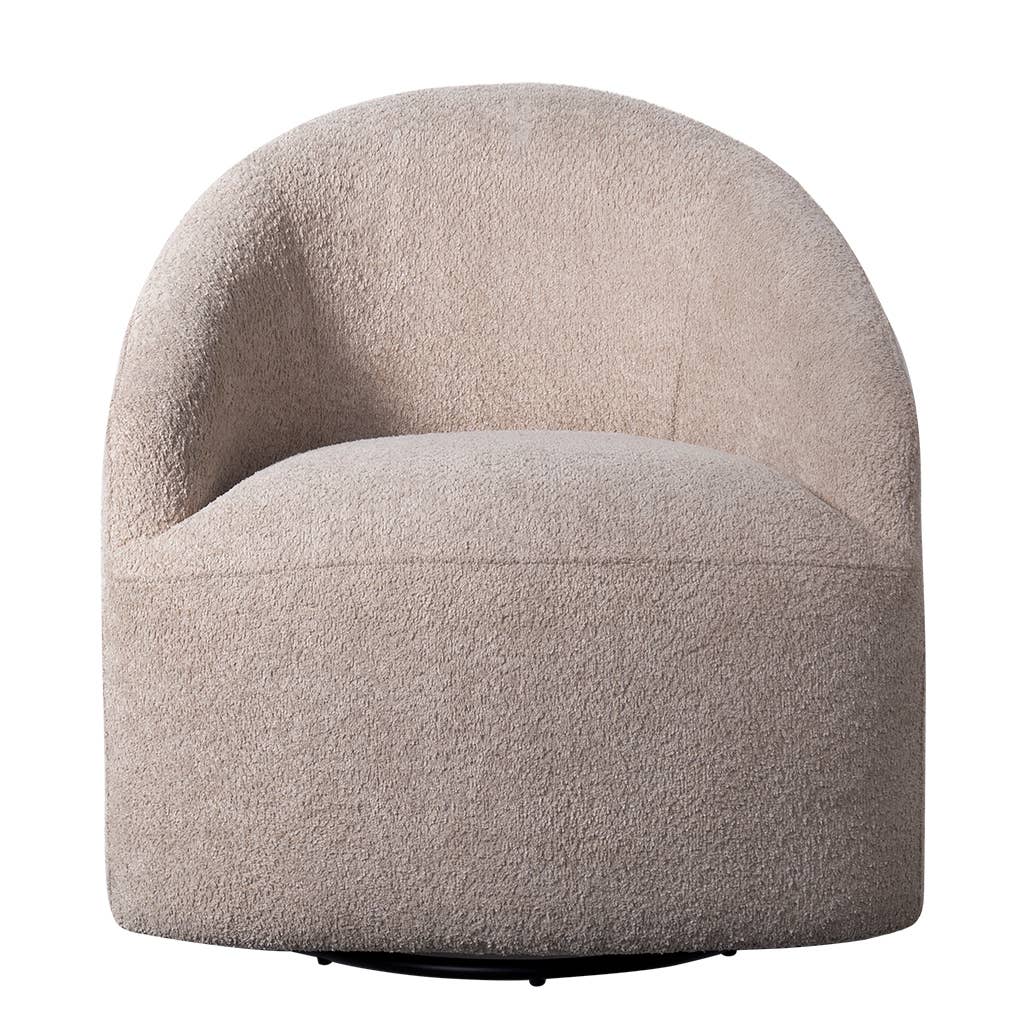 Olliix - Wholesale Chair - Faux Boucle Barrel 360 Motion Swivel Chair, Beige *2