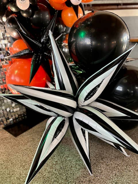 Burst Party Co – Engroshandel Ballon – Sort & Hvid Stribet Stjerneballon 40"1