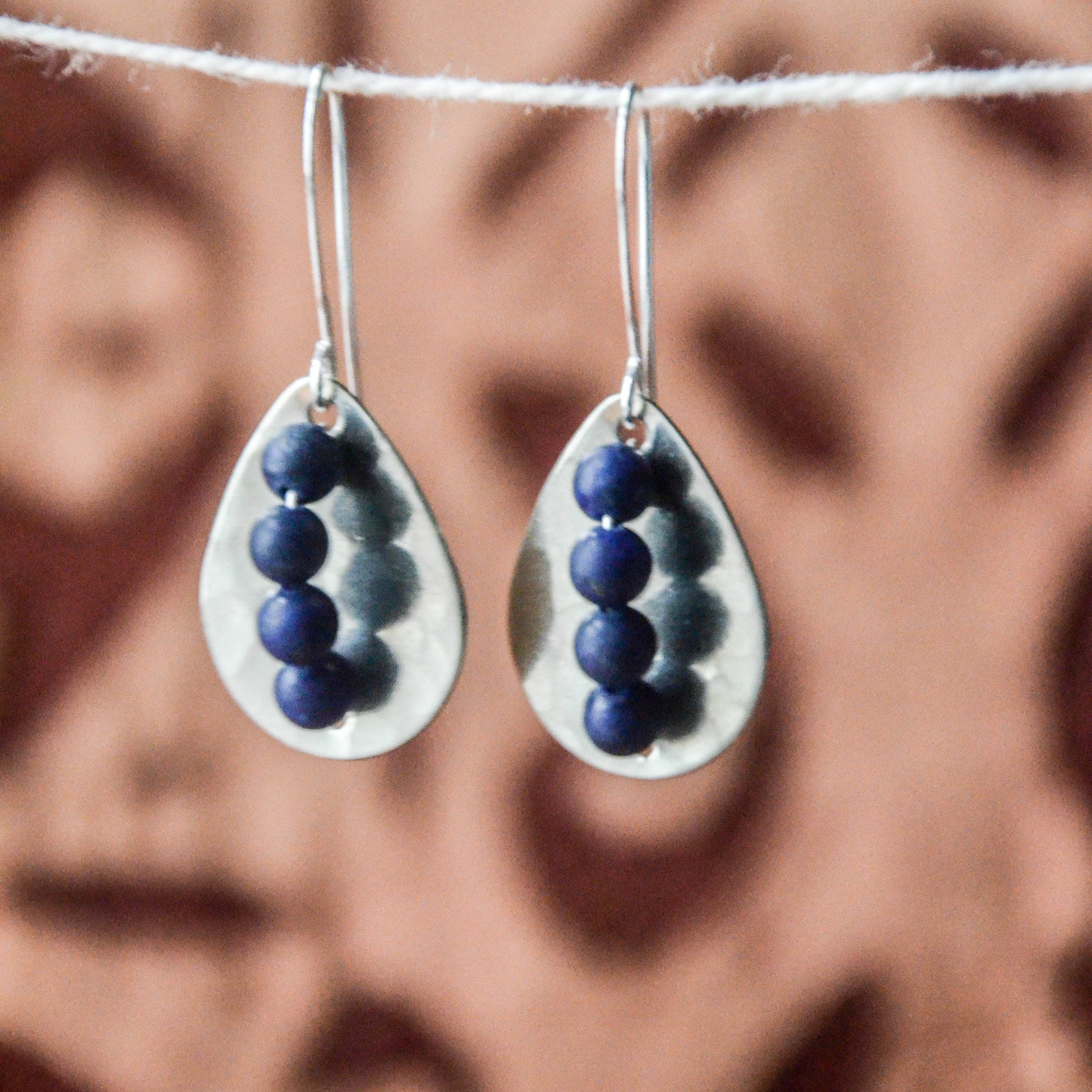 Reese Hand-Hammered Nickel Silver Teardrop Dangle Earrings for wholesale by Metric Forrest Studio