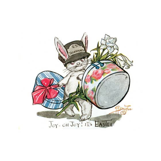 Laughing Elephant – Engroshandel Påskekort – Kanin Messenger med hatkasser - påskekort1