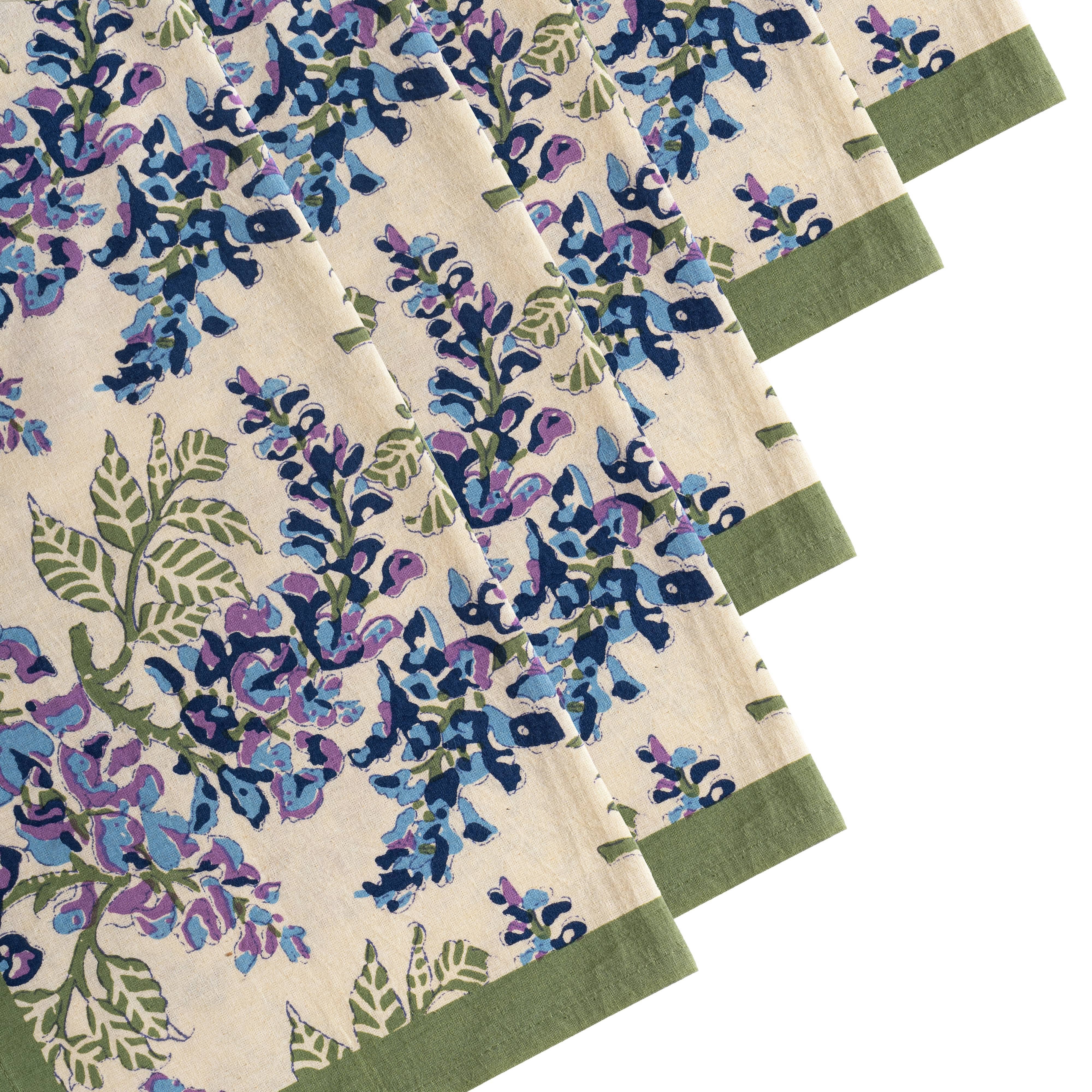 Couleur Nature - Wholesale Dinner & Cloth Napkin - Wisteria Blue & Green | Napkins - Set of 63