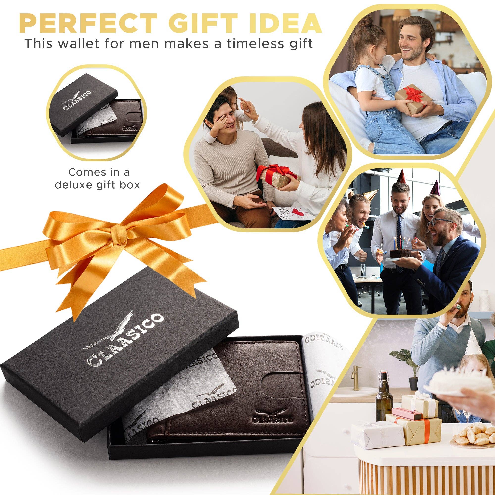 Claasico - Wholesale Wallet - Men's - Small bifold leather money clip wallet with pull strap26