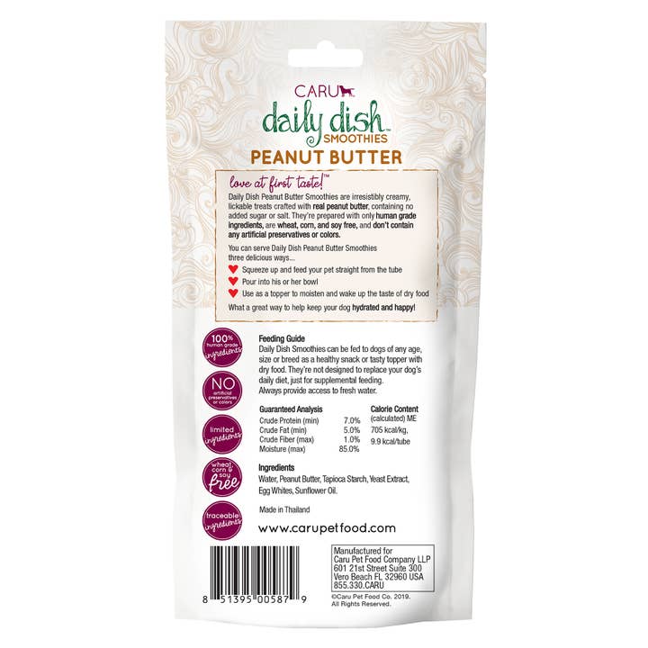 Caru - Wholesale Pet Treats - Dog - Caru Daily Dish Smoothie Lickable Treat for Dogs - PB1