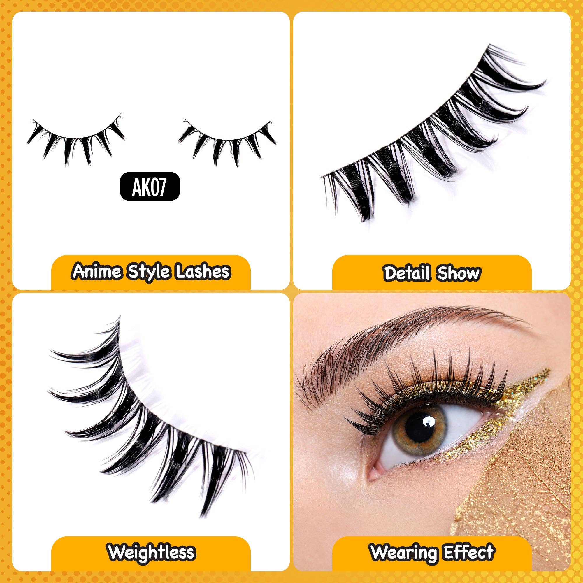 Laflare - Wholesale False/Fake Eyelashes - Kawaii 3D Anime Faux Mink Lash | Manga Lashes | Japanese Style Cosplay Lashes | Spiky 8D Wispy False Eyelashes Full Strip Doll Lashes.18