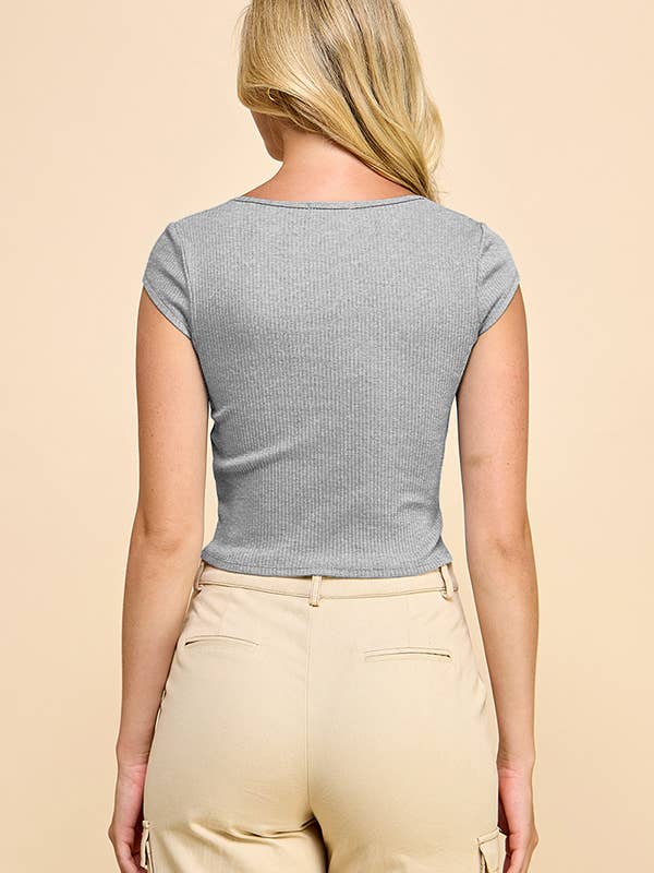 Heart & Hips - Wholesale Knit Top - Women's - RT52165A - SQUARE NECK CAP SLEEVE TOP