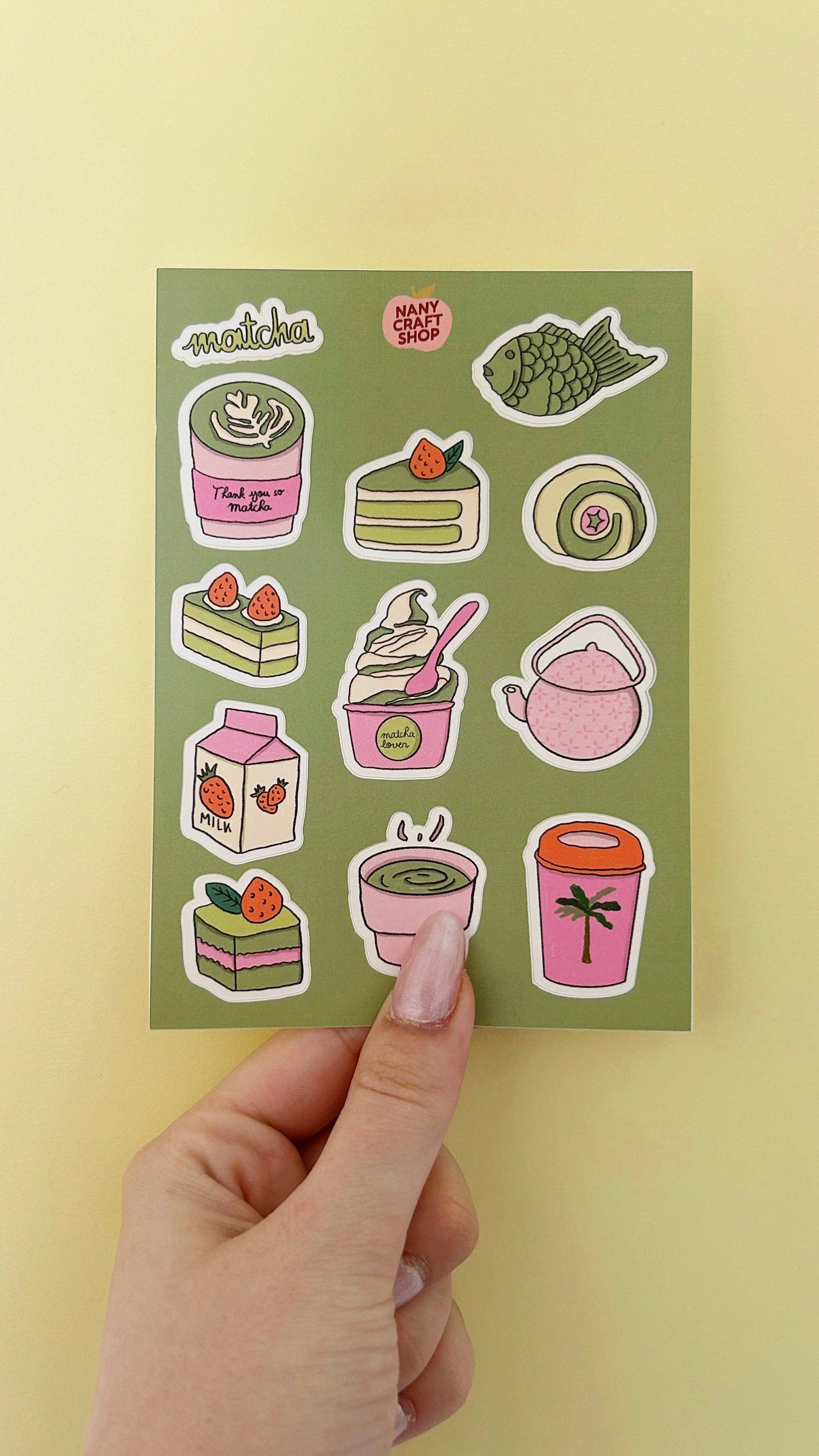 Nany Craft Shop - Venta al por mayor Pegatina - Plancha de pegatinas matcha A6 🍵2