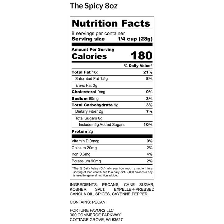 Fortune Favors - Wholesale Nuts - 8oz Fortune Favors The Spicy Candied Pecans10