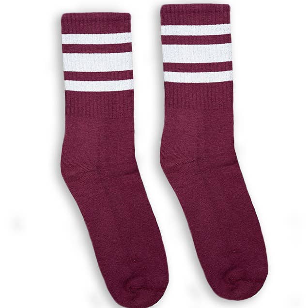 Hvidstribede sokker | Vinrød for engroshandel hos SOCCO