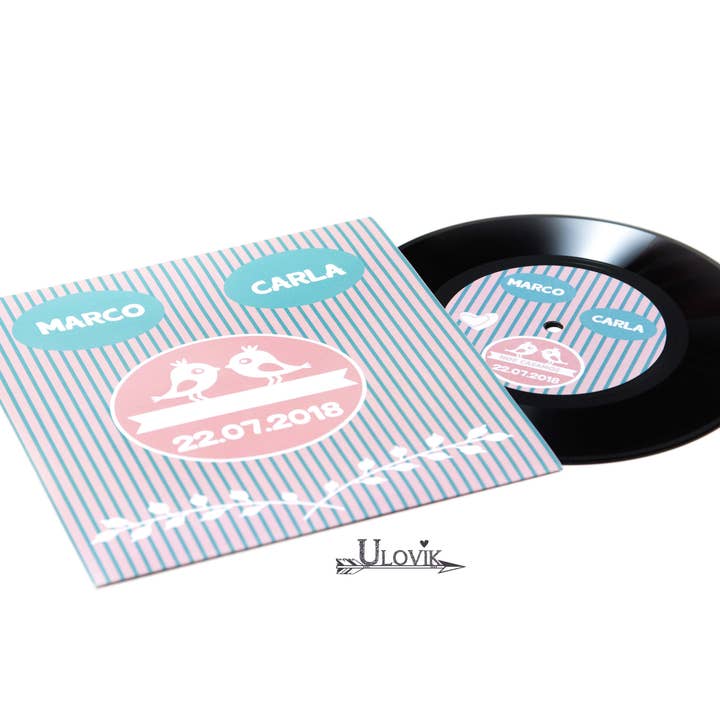 Bryllup Invitation Vinyl Record „fugle“ for engroshandel hos Ulovik