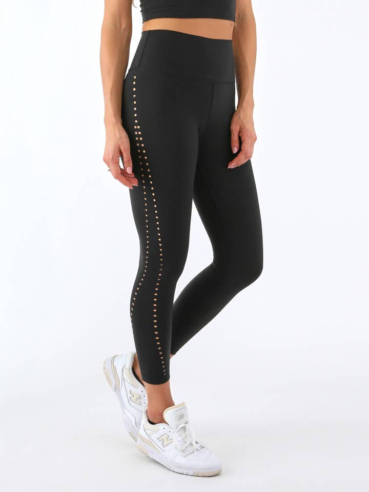 Legging 7/8 découpé au laser : Noir pour la vente par Glyder