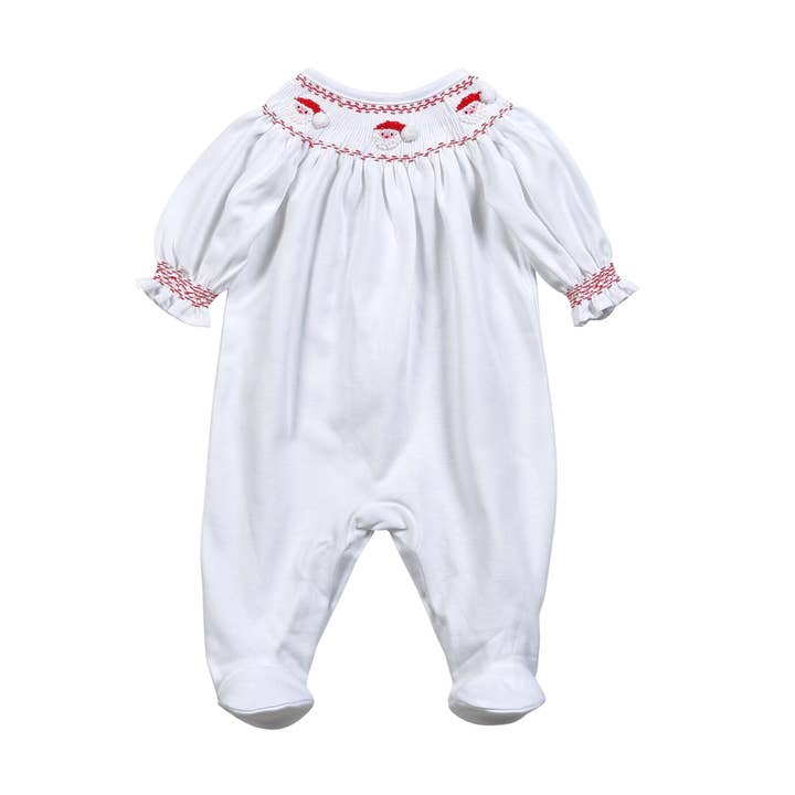 Hug Me First - Wholesale Jumpsuit - Baby - STC-214 HAND SMOCKED SANTA'S BISHOP FOOTIE