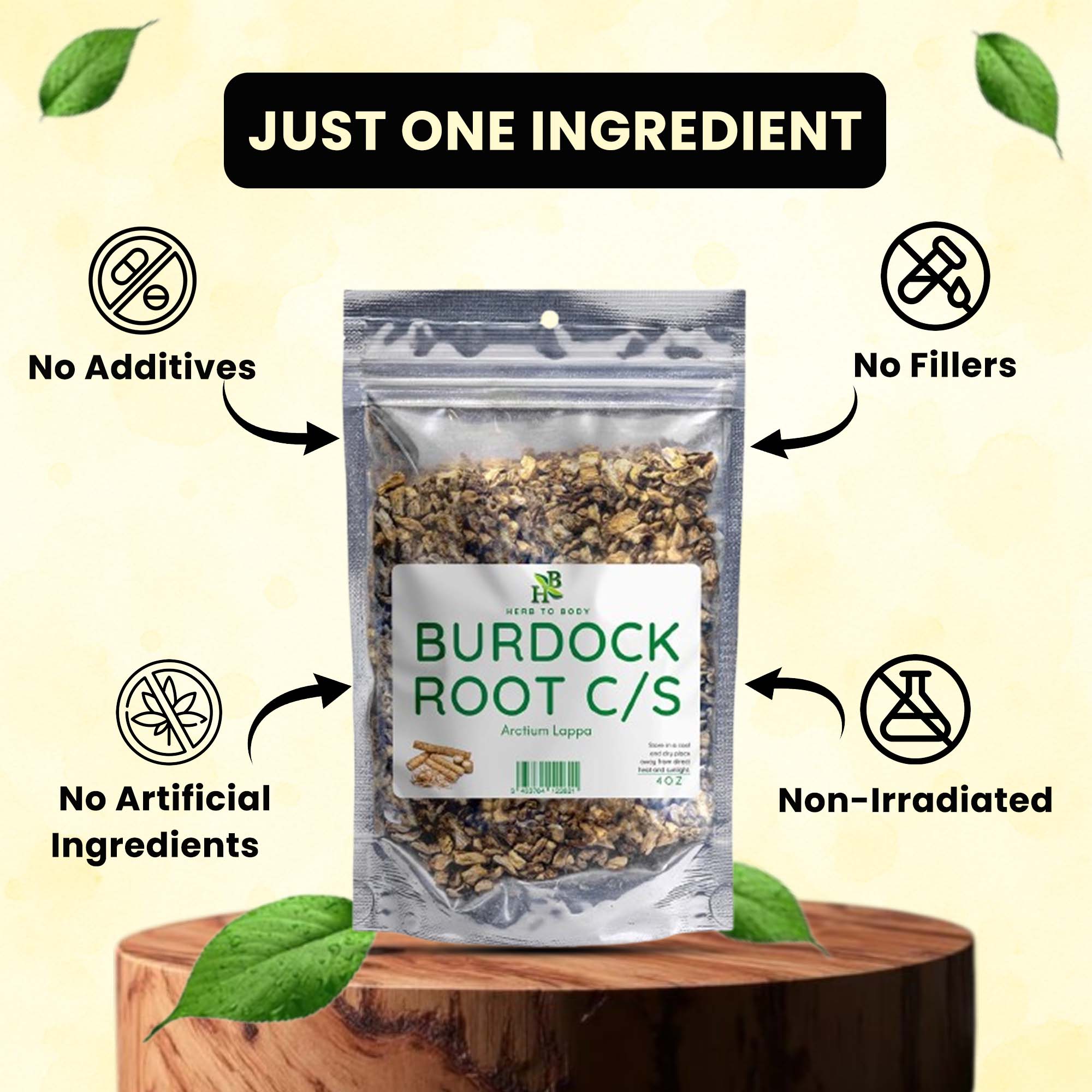 Herb To Body - Wholesale Herbs - Burdock Root C/S 4oz1