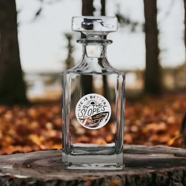 Ski Slopes 26oz Premium Bourbon Whiskey Decanter for wholesale by Texan Customs