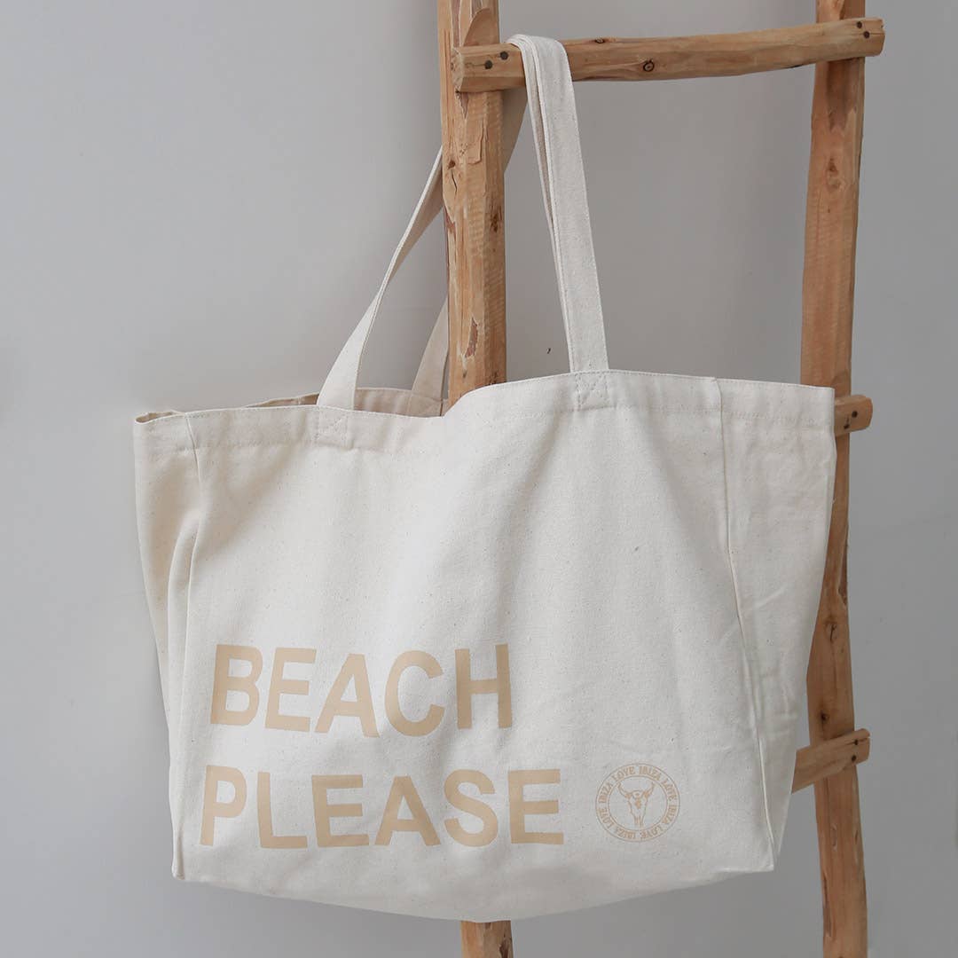 Love Ibiza - Venta al por mayor Bolsa de playa - Bolsa de playa de lona beach please beige0